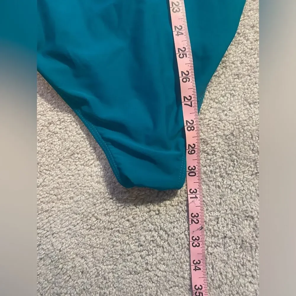 Maternity Swimsuit Women's Size 2XL One Piece Ruffle Swim Deep V Neck in Green